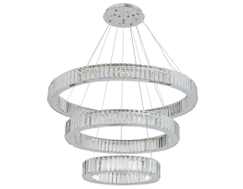 Люстра подвесная LED TR5003 Ambrella light прозрачная на 1 лампа, основание хром в стиле современный классический кольца фото 4