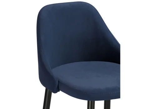 Барный стул Джама темно-синий / черный матовый 448666 Woodville, синий/велюр, ножки/металл/чёрный, размеры - ****460*530 фото 5