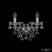 Бра 1409B/2/160/XL Ni Bohemia Ivele Crystal без плафона 2 лампы, основание прозрачное никель в стиле классический sp
