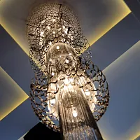 Люстра каскадная FASHION SP24 D800 H3400 Crystal Lux никель на 24 лампы, основание никель в стиле современный 