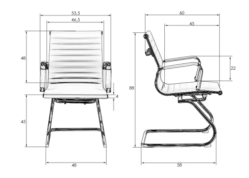 Офисное кресло для посетителей 102N-LMR CODY, цвет сиденья серый Dobrin, серый/экокожа, ножки/металл/хром, размеры - ****535*600 фото 11
