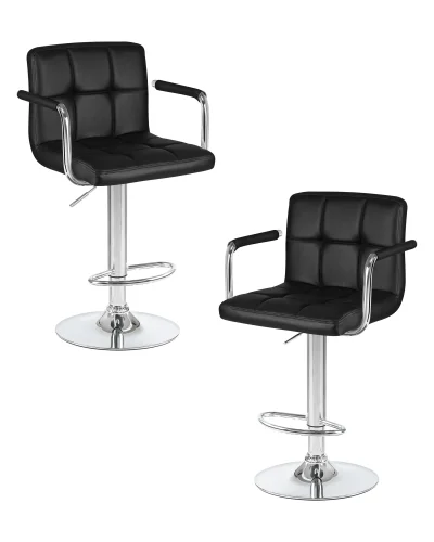 Стул барный набор 2 шт. SET-2 5011-LM KRUGER ARM, цвет сиденья черный, цвет основания хром Dobrin, /экокожа, ножки/металл/хром, размеры - 920*1130***515*490 Стул барный набор 2 шт. SET-2 5011-LM KRUGER ARM, цвет сиденья черный, цвет основания хром Dobrin, /экокожа, ножки/металл/хром, размеры - 920*1130***515*490