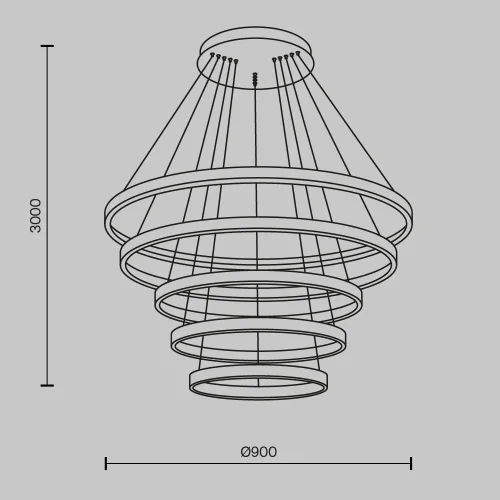 Люстра подвесная LED Rim MOD058PL-L200BK Maytoni чёрная на 1 лампу, основание чёрное в стиле современный кольца фото 11
