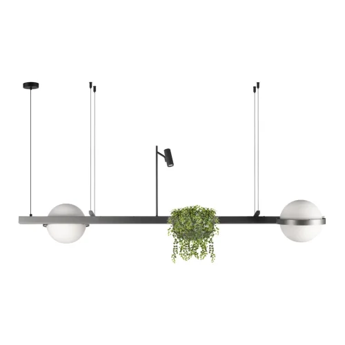 Светильник подвесной LED Jardin 10121/D Dark grey LOFT IT белый на 2 лампы, основание чёрное антрацит в стиле арт-деко флористика 
