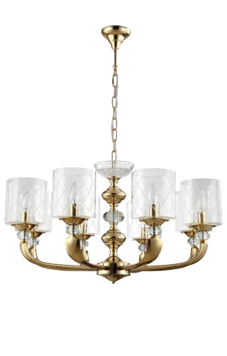 Люстра подвесная GRACIA SP8 GOLD Crystal Lux прозрачная на 8 ламп, основание золотое в стиле классика модерн 