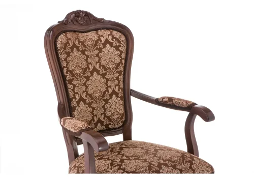 Деревянный стул Руджеро с мягкими подлокотниками орех / шоколад 318605 Woodville, шоколад/ткань, ножки/массив бука дерево/орех, размеры - ****580*560 фото 8