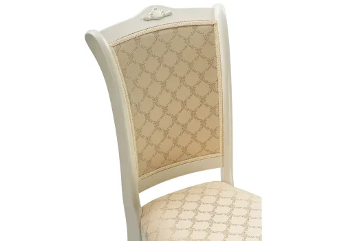 Деревянный стул Луиджи молочный / бежевый 450683 Woodville, бежевый/ткань, ножки/массив березы дерево/молочный, размеры - ****440*550 фото 5