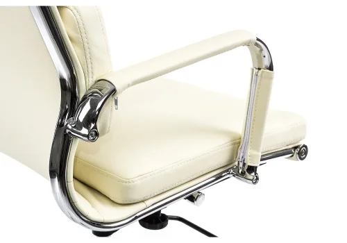 Компьютерное кресло Samora кремовое 1717 Woodville, кремовый/искусственная кожа, ножки/металл/хром, размеры - *1220***640*640 фото 8