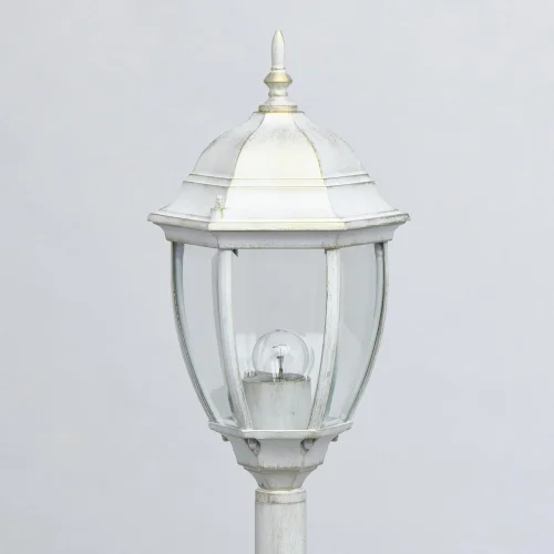 Парковый светильник Фабур 804041001 DeMarkt уличный IP44 белый 1 лампа, плафон прозрачный в стиле классический E27 фото 3