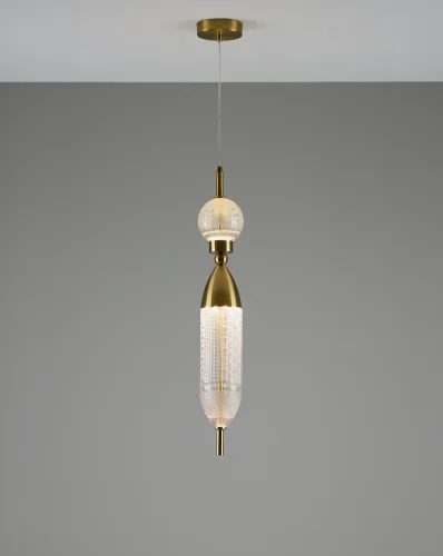 Светильник подвесной LED Candle V10916-PL Moderli прозрачный 1 лампа, основание бронзовое в стиле современный выдувное фото 3