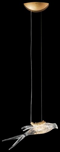 Светильник подвесной LED Viviana WE183.01.503 Wertmark прозрачный 1 лампа, основание медь в стиле арт-деко современный птички