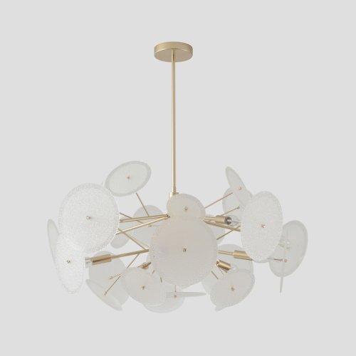 Люстра на штанге DANDELION SP10 GOLD Crystal Lux белая на 10 ламп, основание золотое в стиле современный фото 5