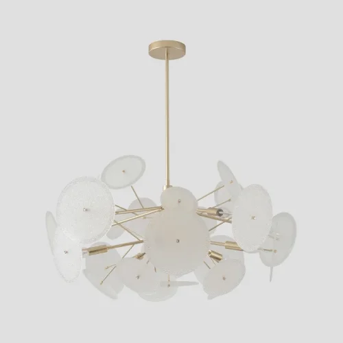 Люстра на штанге DANDELION SP10 GOLD Crystal Lux белая на 10 ламп, основание золотое в стиле современный фото 5 Люстра на штанге DANDELION SP10 GOLD Crystal Lux белая на 10 ламп, основание золотое в стиле современный фото 5