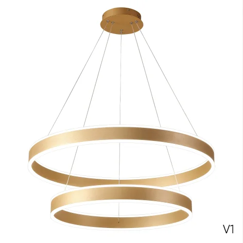 Люстра подвесная LED с пультом MUCHOS SP123W LED GOLD Crystal Lux золотая на 1 лампу, основание золотое в стиле современный кольца с пультом фото 2