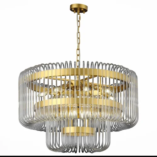 Люстра подвесная Grosseto SL1228.203.12 ST-Luce прозрачная на 12 ламп, основание золотое в стиле арт-деко  фото 8