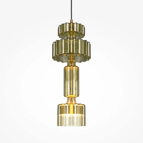 Светильник подвесной LED Level MOD253PL-L18BS3K1 Maytoni янтарный на 1 лампу, основание латунь в стиле современный арт-деко выдувное фото 3