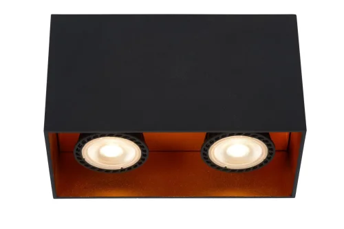 Светильник накладной Bodibis 22966/02/30 Lucide чёрный 2 лампы, основание чёрное в стиле современный прямоугольный