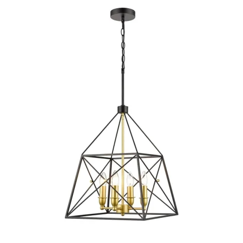 Светильник подвесной Clemente VL4272P04 Vele Luce чёрный на 4 лампы, основание чёрное в стиле лофт кантри 