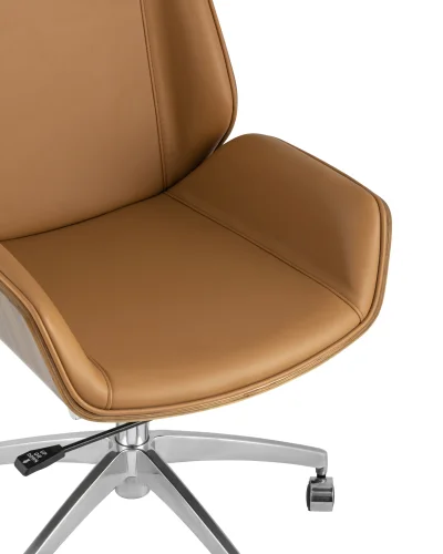 Кресло офисное TopChairs Crown NEW, коричневое УТ000031357 Stool Group, коричневый/экокожа, ножки/металл/хром, размеры - ****600*620 фото 3