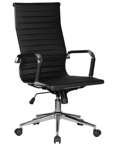 Офисное кресло для руководителей  101B-LMR CLARK SIMPLE, цвет чёрный Dobrin, чёрный/экокожа, ножки/металл/хром, размеры - 1090*1150***680*680
