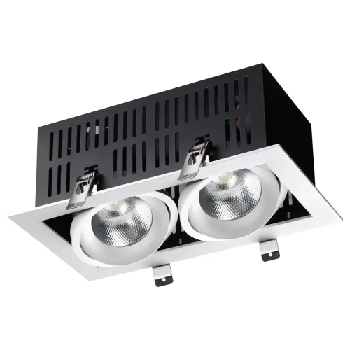 Светильник карданный LED Gesso 358441 Novotech белый 2 лампы, основание чёрное в стиле хай-тек современный 