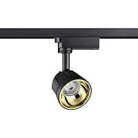 Трековый светильник однофазный LED Knof 358712 Novotech золотой чёрный для шинопроводов серии Knof