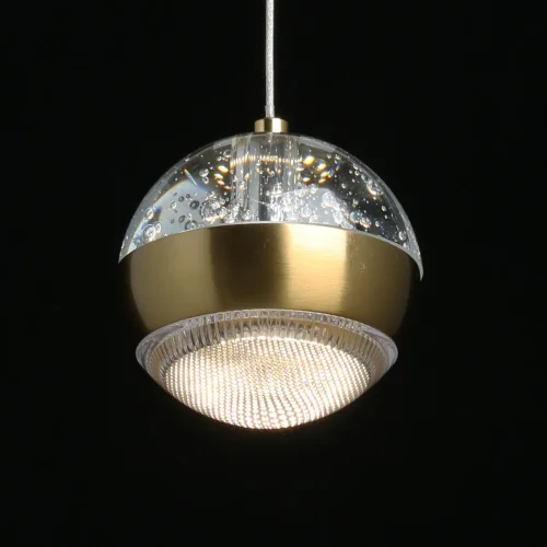 Светильник подвесной LED Капелия 730010701 DeMarkt прозрачный 1 лампа, основание латунь в стиле современный хай-тек  фото 4