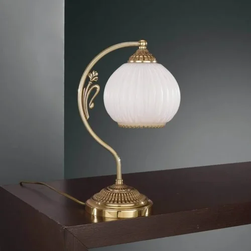 Настольная лампа P 9300 P Reccagni Angelo белая 1 лампа, основание золотое латунь металл в стиле классический 