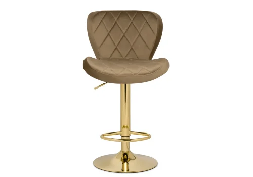 Барный стул Porch dark beige / golden 15505 Woodville, бежевый/велюр, ножки/металл/золотой, размеры - *1100***470*530 фото 2