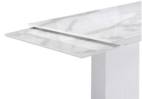 Стеклянный стол Монерон 200(260)х100х77 белый мрамор / белый 553541 Woodville столешница белая из стекло мдф фото 5