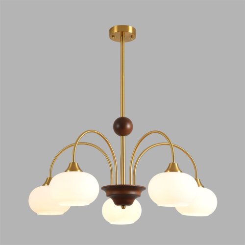 Люстра на штанге Larina 8323/5C Lumion белая на 5 ламп, основание латунь в стиле классический фото 5