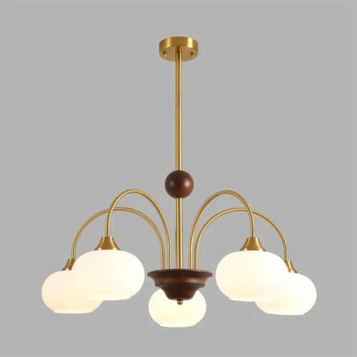 Люстра на штанге Larina 8323/5C Lumion белая на 5 ламп, основание латунь в стиле классический фото 5 Люстра на штанге Larina 8323/5C Lumion белая на 5 ламп, основание латунь в стиле классический фото 5