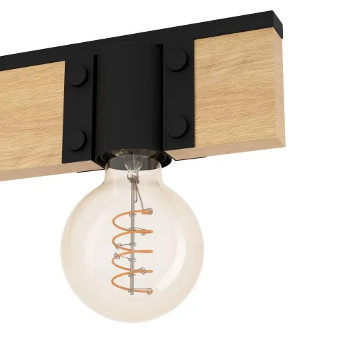 Светильник подвесной Bailrigg 43902 Eglo без плафона 4 лампы, основание чёрное бежевое в стиле современный лофт  фото 4