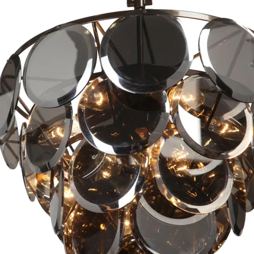 Люстра подвесная V5850-7/10 Vitaluce чёрная серая на 1 лампа, основание бронзовое в стиле классический современный  фото 2