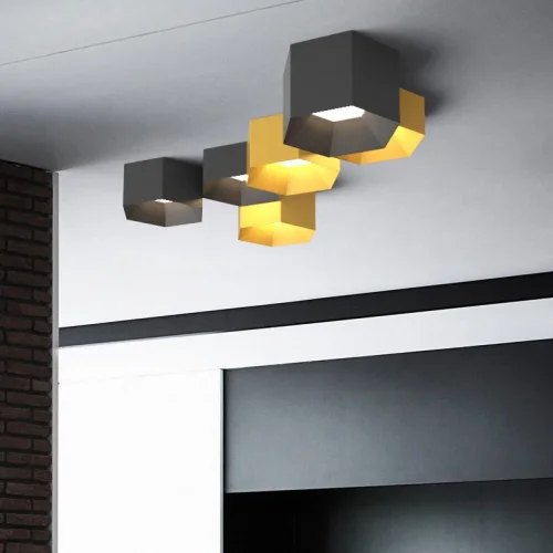 Светильник потолочный HEXAGON A 101669-26 ImperiumLoft зелёный на 3 лампы, основание зелёное в стиле современный фото 16