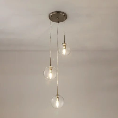 Светильник подвесной Томми CL102031 Citilux прозрачный 3 лампы, основание хром в стиле современный каскад шар фото 2