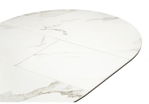 Керамический стол Нельсон 100(140)х100х76 alpine white / черный 588016 Woodville столешница белая из керамика фото 4