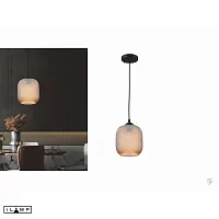 Светильник подвесной Rich 8105P BK-AM iLamp янтарный 1 лампа, основание чёрное в стиле современный лофт 
