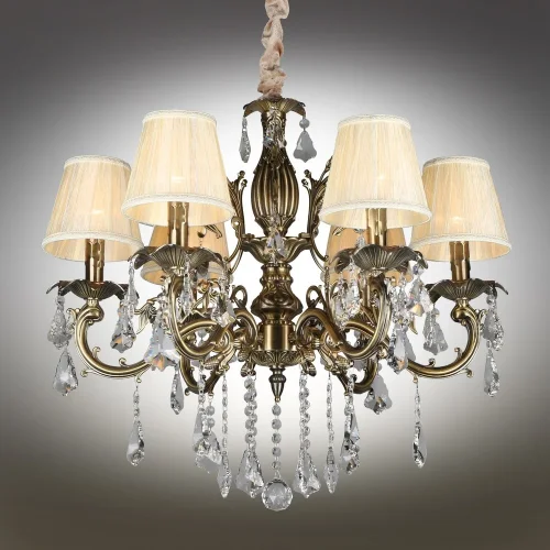Люстра подвесная Catanzaro OML-30813-06 Omnilux бежевая на 6 ламп, основание бронзовое в стиле классический фото 2