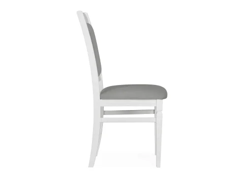 Деревянный стул Арнол серый / белый 575485 Woodville, серый/велюр, ножки/массив дерева/белый, размеры - ****450*560 фото 3