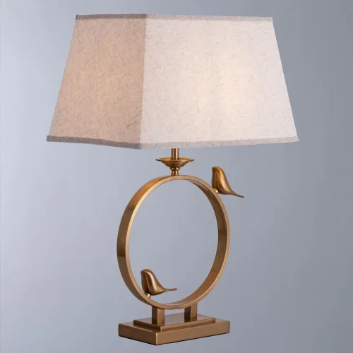 Настольная лампа Rizzi A2230LT-1PB Arte Lamp бежевая белая 1 лампа, основание медь металл в стиле классический  фото 2