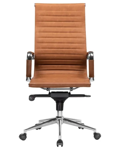 Офисное кресло для руководителей 101F-LMR CLARK, цвет светло-коричневый №321 Dobrin, коричневый/экокожа, ножки/металл/хром, размеры - 1090*1150***680*680 фото 6