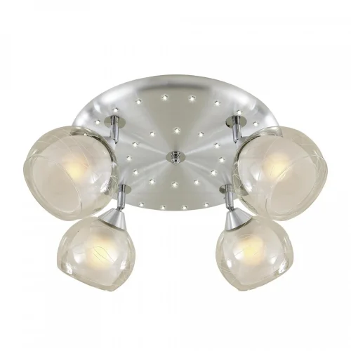 Люстра Самба+LED потолочная CL158142 Citilux прозрачная белая на 4 лампы, основание серое хром в стиле модерн шар