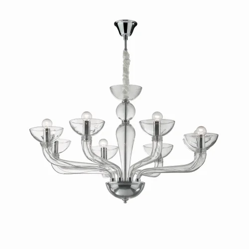 Люстра подвесная CASANOVA SP8 TRASPARENTE Ideal Lux без плафона на 8 ламп, основание хром прозрачное в стиле венецианский 