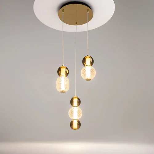 Светильник подвесной LED Drop MOD273PL-L33G3K Maytoni серый янтарный на 3 лампы, основание золотое в стиле современный каскад фото 5