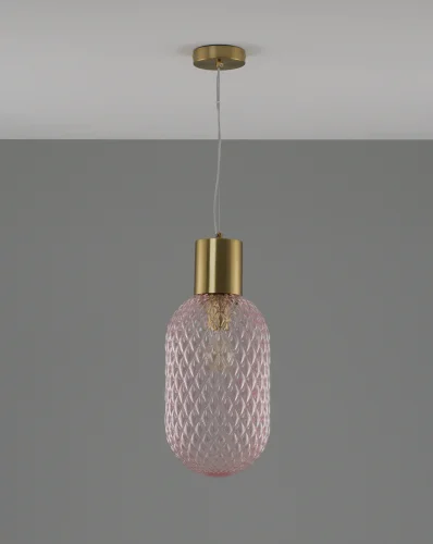 Светильник подвесной Sunset V10920-P Moderli розовый 1 лампа, основание золотое в стиле современный выдувное фото 2