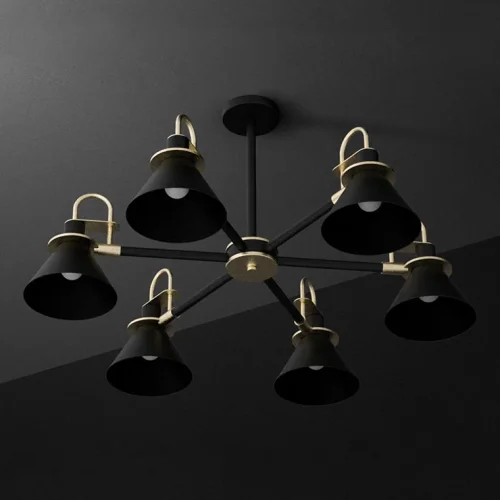 Люстра на штанге CODA D94 Black 193071-26 ImperiumLoft чёрная на 8 ламп, основание чёрное в стиле современный фото 3
