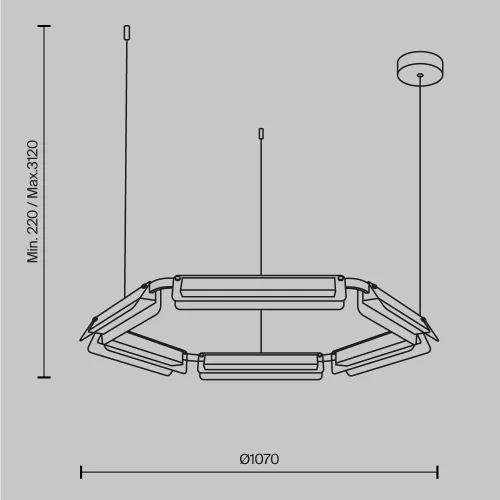 Светильник подвесной LED Flat MOD296PL-L60BS3K Maytoni серый на 1 лампу, основание чёрное в стиле современный хай-тек кольца фото 6