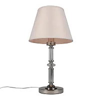Настольная лампа Maranza OML-87204-01 Omnilux бежевая 1 лампа, основание серебряное стекло металл в стиле классический 