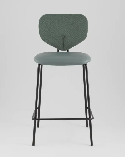 Стул полубарный Masey, зеленый, со светло-зеленой экокожей УТ000039584 Stool Group, зелёный/рогожка, ножки/металл/чёрный, размеры - ***** фото 2